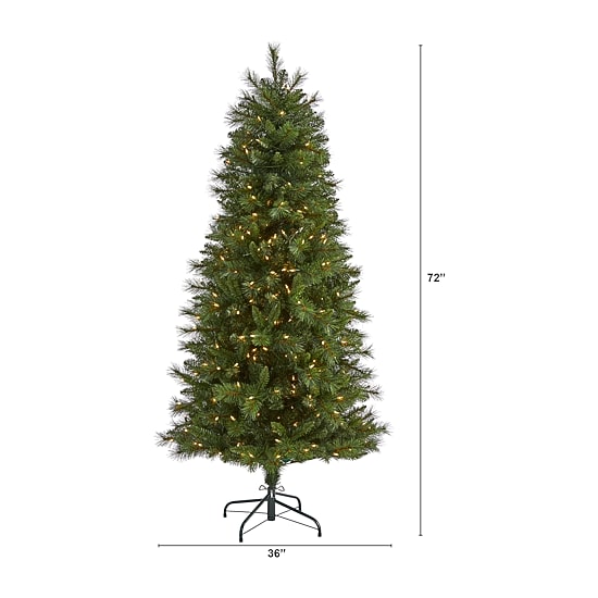 Nearly Natural Slim Faux 6 Foot Pre-Lit Pine Christmas Tree