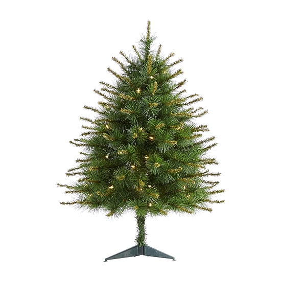 Nearly Natural 3 Foot Pre-Lit Pine Christmas Tree