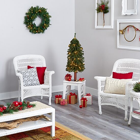 Nearly Natural Grand 3 Foot Pre-Lit Christmas Tree