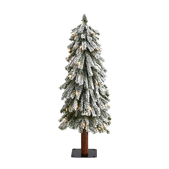 Nearly Natural Flocked 3 Foot Pre-Lit Christmas Tree