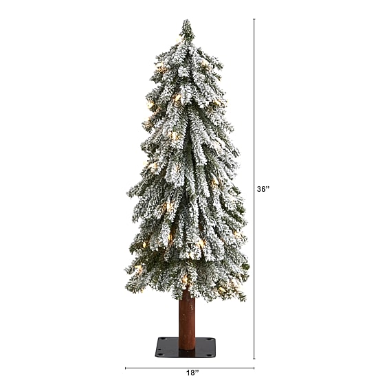 Nearly Natural Flocked 3 Foot Pre-Lit Christmas Tree