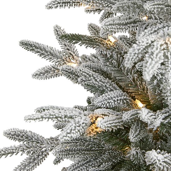 Nearly Natural Flocked 4 1/2 Foot Pre-Lit Spruce Christmas Tree
