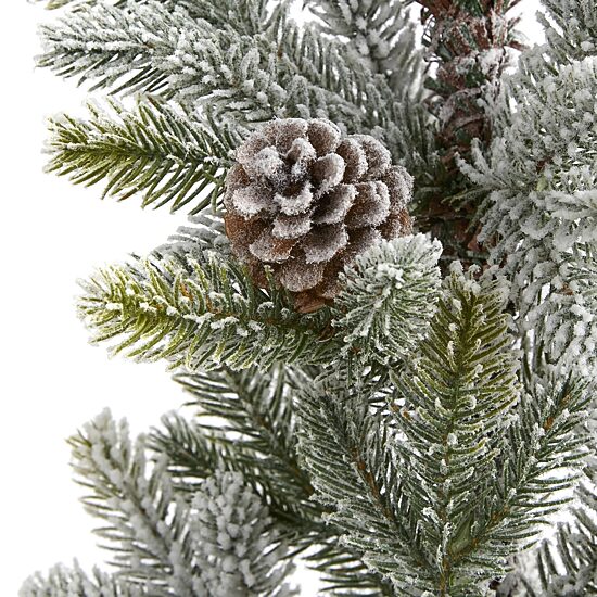 Nearly Natural Flocked Faux With Cones 2 Foot Christmas Tree