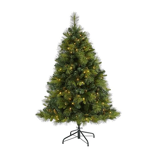Nearly Natural North Carolina Mixed Faux 5 Foot Pre-Lit Pine Christmas Tree