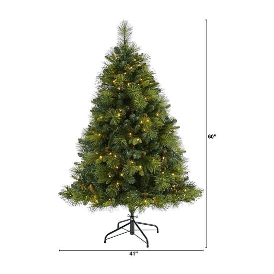 Nearly Natural North Carolina Mixed Faux 5 Foot Pre-Lit Pine Christmas Tree