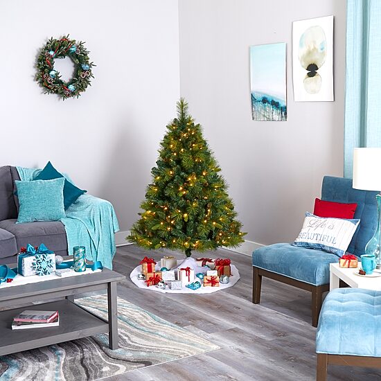 Nearly Natural North Carolina Mixed Faux 5 Foot Pre-Lit Pine Christmas Tree
