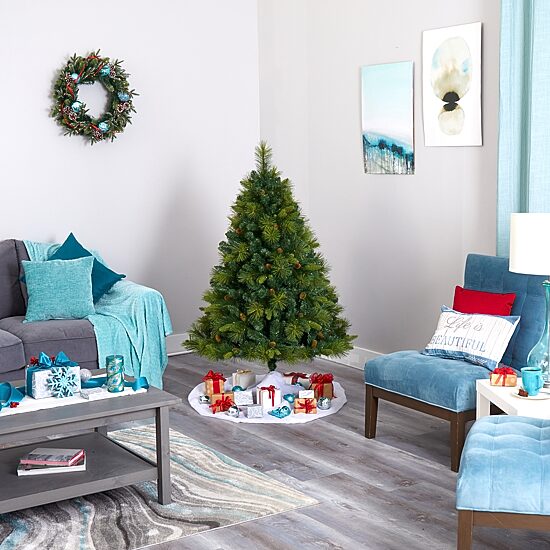 Nearly Natural North Carolina Mixed Faux 5 Foot Pre-Lit Pine Christmas Tree