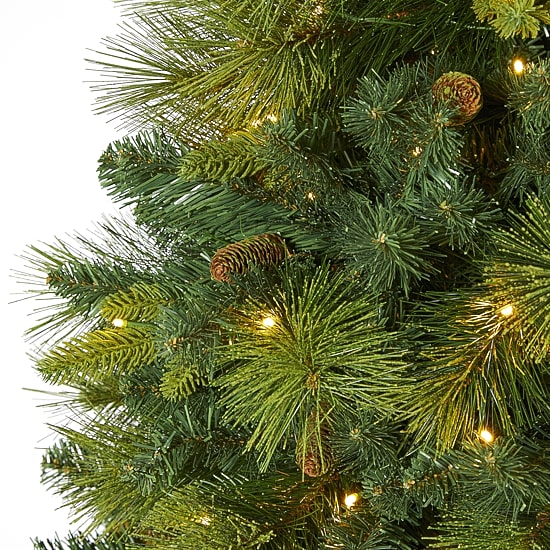 Nearly Natural North Carolina Mixed Faux 6 1/2 Foot Pre-Lit Pine Christmas Tree