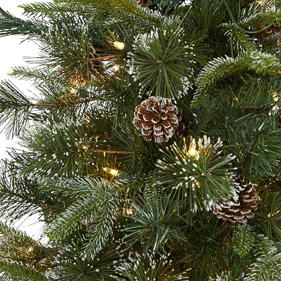 Nearly Natural Snowed Tipped Faux 6 Foot Pre-Lit Pine Christmas Tree