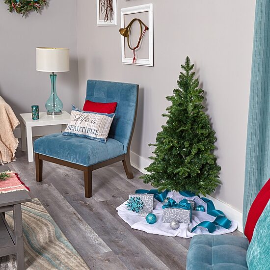 Nearly Natural Flat Back 4 Foot Pre-Lit Spruce Christmas Tree