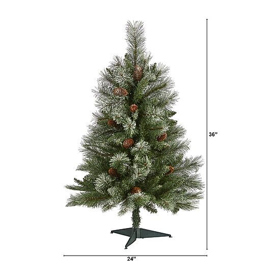 Nearly Natural Snowed Mountain 3 Foot Pine Christmas Tree