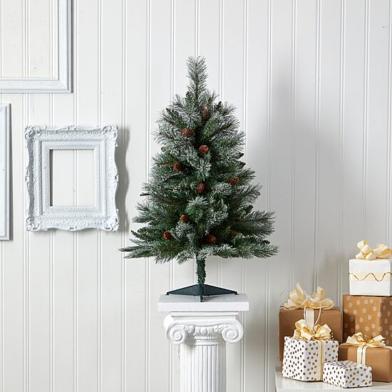 Nearly Natural Snowed Mountain 3 Foot Pine Christmas Tree