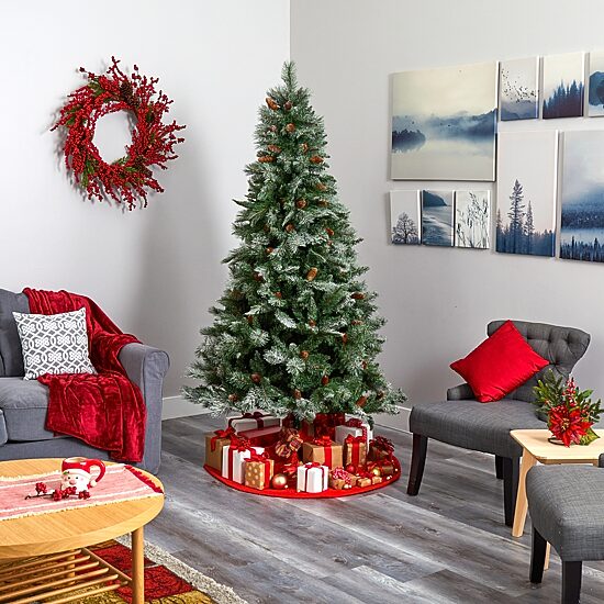 Nearly Natural Snowed Mountain 7 Foot Pine Christmas Tree