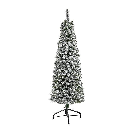 Nearly Natural Flocked Pencil 5 Foot Christmas Tree