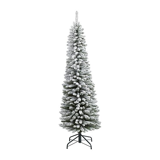 Nearly Natural Flocked Pencil 6 Foot Christmas Tree