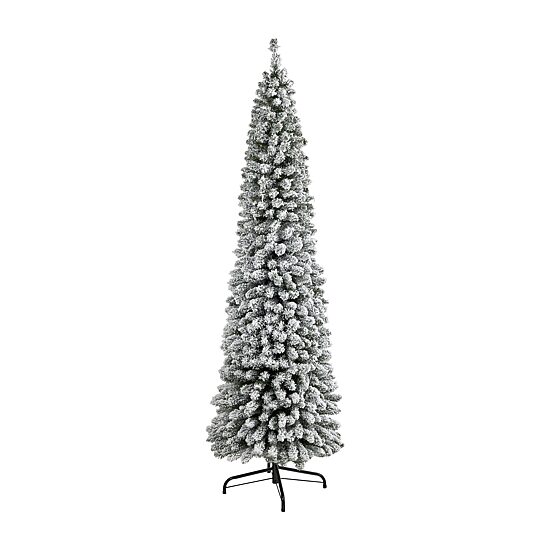 Nearly Natural Flocked Pencil 7 Foot Christmas Tree