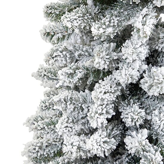 Nearly Natural Flocked Pencil 7 Foot Christmas Tree