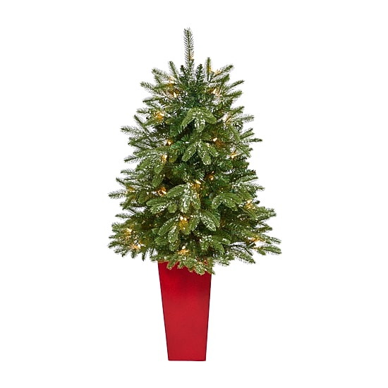 Nearly Natural Snowed 4 Foot Pre-Lit Fir Christmas Tree