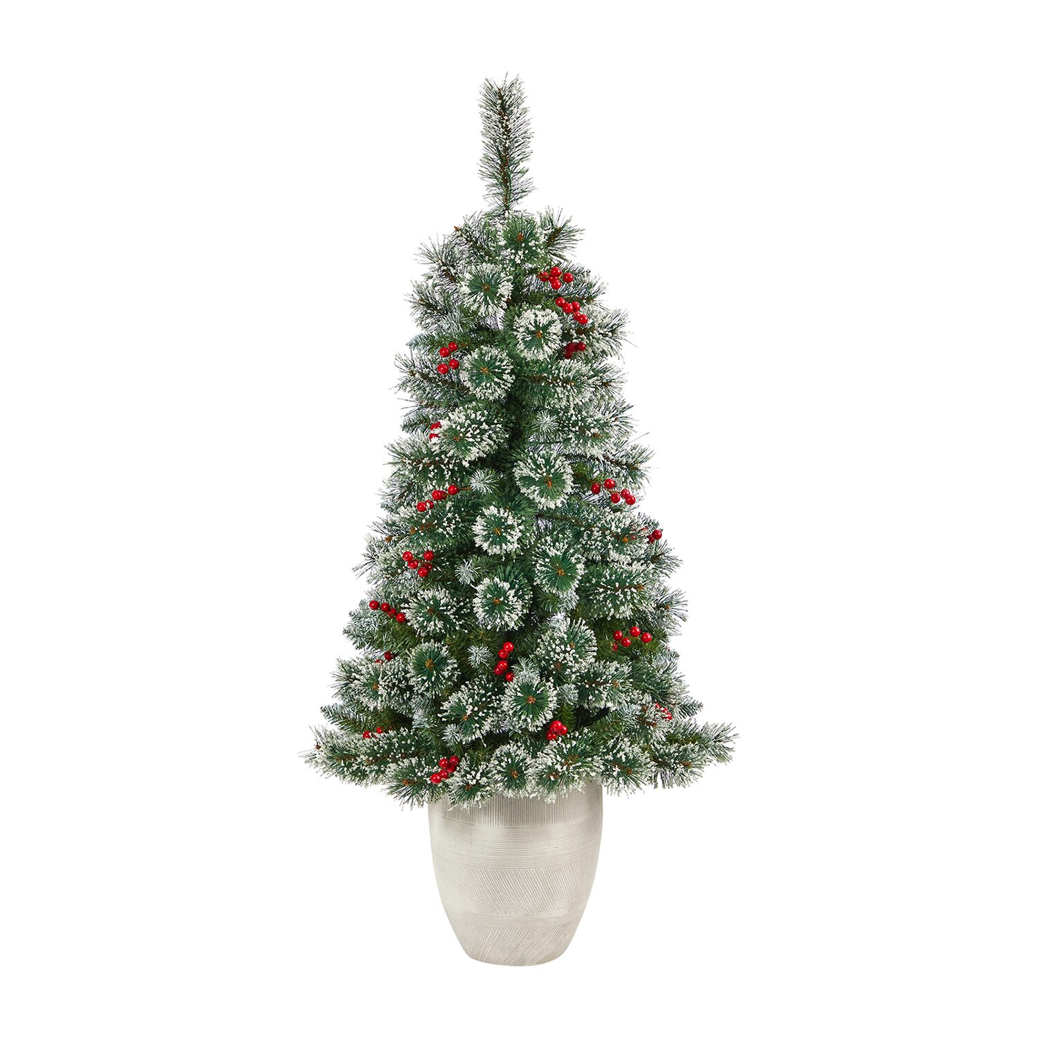 Nearly Natural Frosted Swiss Faux 4 Foot Pre-Lit Pine Christmas Tree