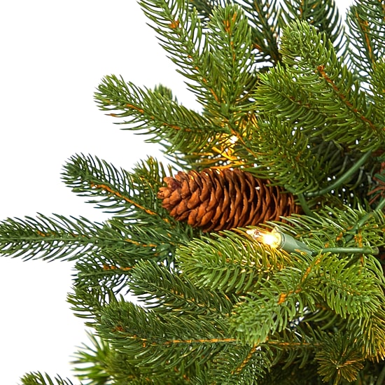 Nearly Natural Prein Red Planter 3 1/2 Foot Pre-Lit Fir Christmas Tree