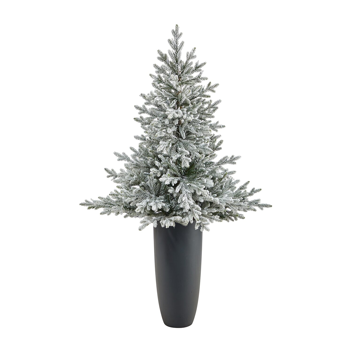 Nearly Natural Flocked Fraser 5 Foot Pre-Lit Fir Christmas Tree