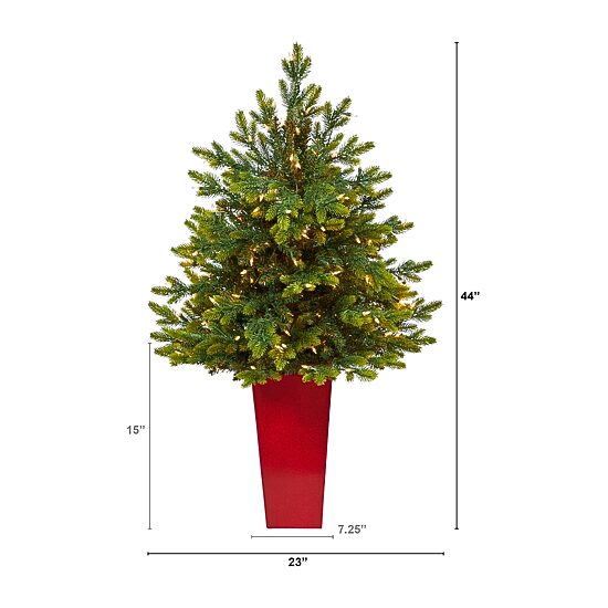 Nearly Natural In Red Planter 4 Foot Pre-Lit Fir Christmas Tree
