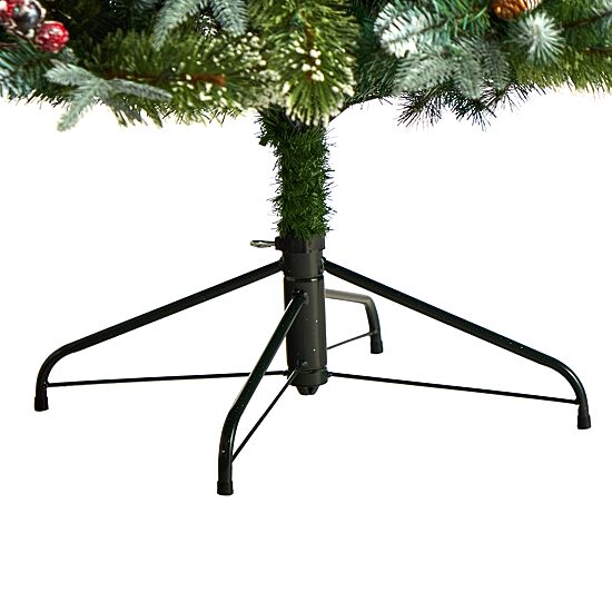 Nearly Natural Snow Faux 7 1/2 Foot Pre-Lit Spruce Christmas Tree