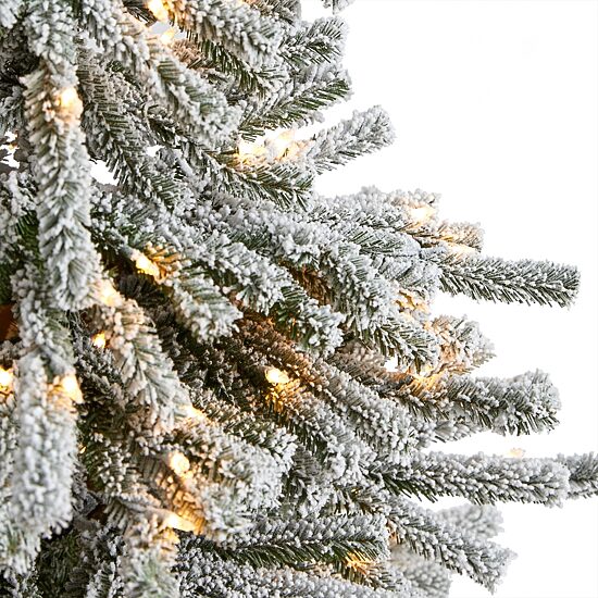 Nearly Natural Flocke Faux 6 Foot Pre-Lit Pine Christmas Tree