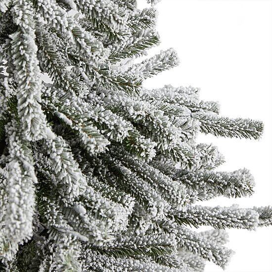 Nearly Natural Flocke Faux 6 Foot Pre-Lit Pine Christmas Tree