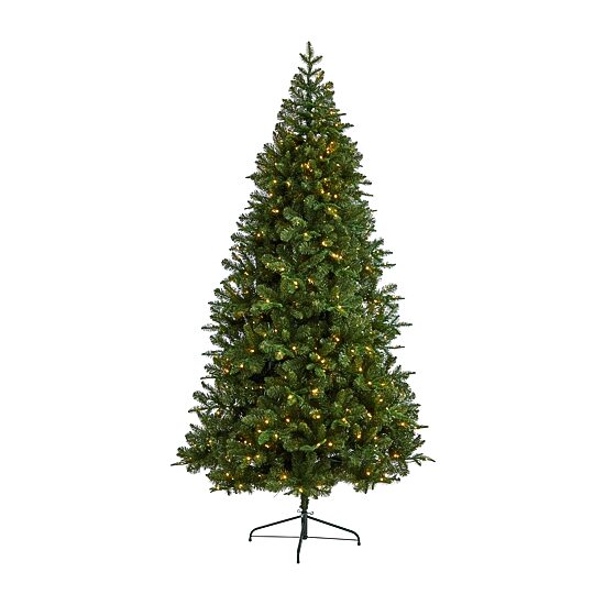 Nearly Natural Flat Back Faux 8 Foot Pre-Lit Spruce Christmas Tree