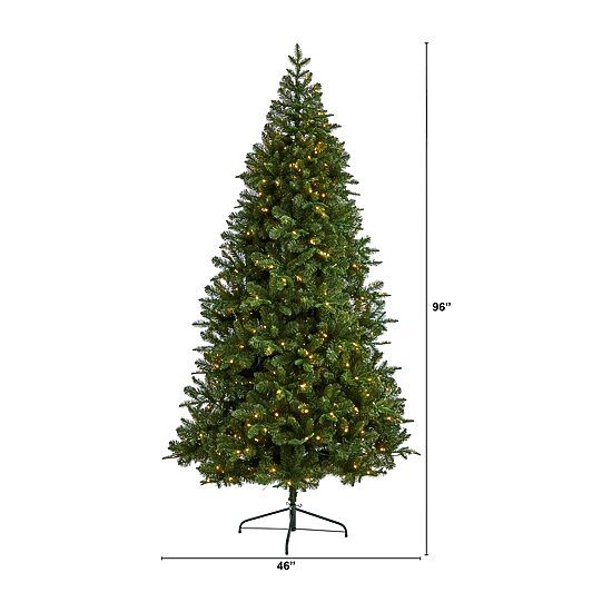Nearly Natural Flat Back Faux 8 Foot Pre-Lit Spruce Christmas Tree
