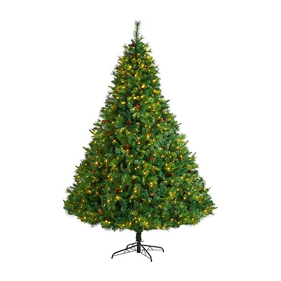 Nearly Natural Mixed Faux 8 Foot Pre-Lit Pine Christmas Tree