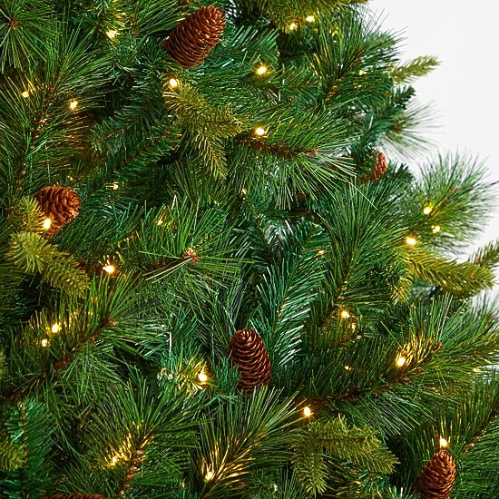 Nearly Natural Mixed Faux 8 Foot Pre-Lit Pine Christmas Tree