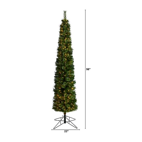 Nearly Natural Pencil Faux 8 Foot Pre-Lit Christmas Tree