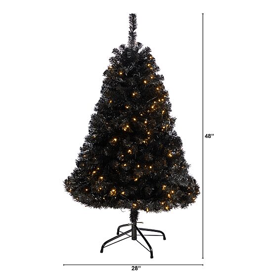Nearly Natural Black Faux 4 Foot Pre-Lit Christmas Tree