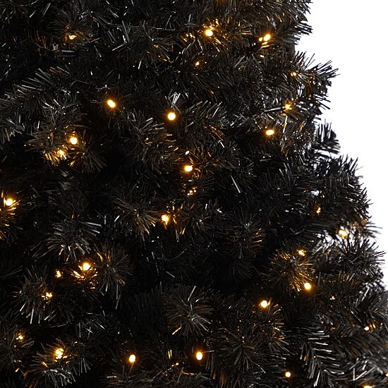 Nearly Natural Black Faux 4 Foot Pre-Lit Christmas Tree