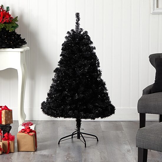 Nearly Natural Black Faux 4 Foot Pre-Lit Christmas Tree