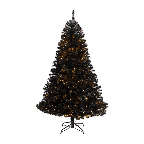 Nearly Natural Black Faux 6 Foot Pre-Lit Christmas Tree