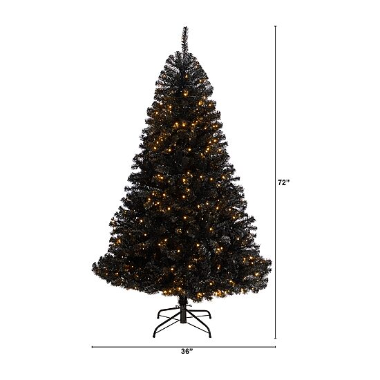 Nearly Natural Black Faux 6 Foot Pre-Lit Christmas Tree