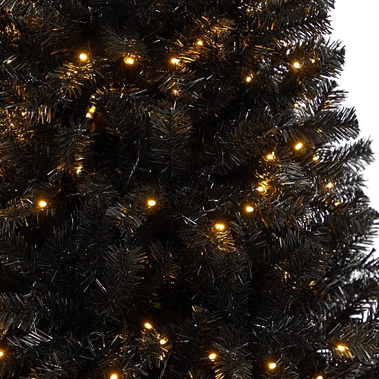 Nearly Natural Black Faux 6 Foot Pre-Lit Christmas Tree