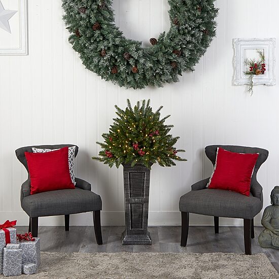 Nearly Natural Faux 4 Foot Pre-Lit Christmas Tree