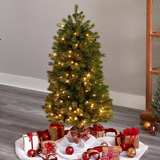 Nearly Natural Slim Faux 4 Foot Pre-Lit Spruce Christmas Tree