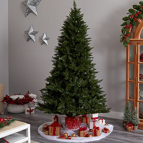 Nearly Natural Faux 7 1/2 Foot Pre-Lit Spruce Christmas Tree