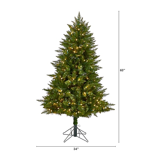 Nearly Natural Vermont Faux 5 Foot Pre-Lit Spruce Christmas Tree