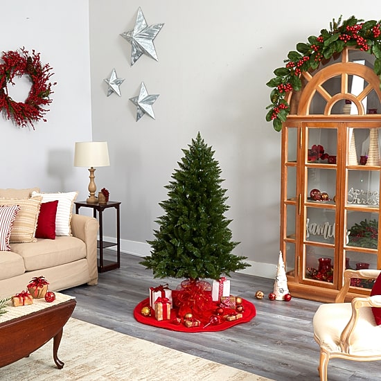 Nearly Natural Vermont Faux 5 Foot Pre-Lit Spruce Christmas Tree