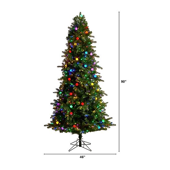 Nearly Natural Montana Mountain Faux 7 1/2 Foot Pre-Lit Fir Christmas Tree