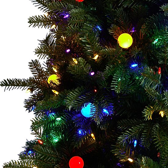Nearly Natural Montana Mountain Faux 7 1/2 Foot Pre-Lit Fir Christmas Tree