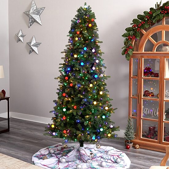 Nearly Natural Montana Mountain Faux 7 1/2 Foot Pre-Lit Fir Christmas Tree