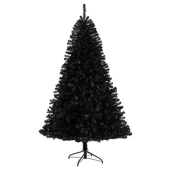 Nearly Natural Black Faux 7 Foot Pre-Lit Christmas Tree