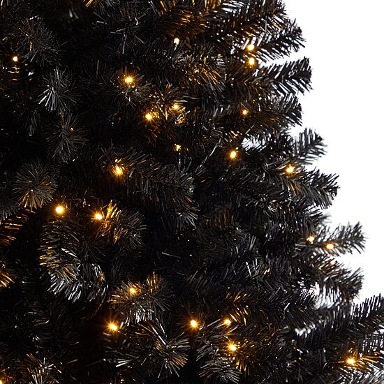 Nearly Natural Black Faux 7 Foot Pre-Lit Christmas Tree